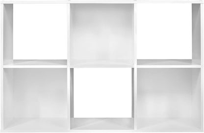 ClosetMaid Cubeicals 6-Cube Storage Shelf Organizer - Stackable Wood Bookshelf in White Finish
