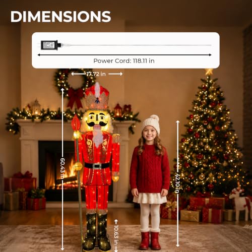 5FT Lighted Nutcracker Scepter Decor - Wine Red Outdoor Christmas Ornament
