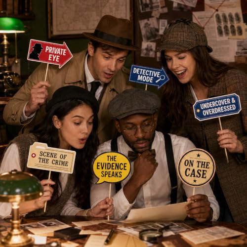 22-Piece Murder Mystery Photo Booth Props Set for Detective Party