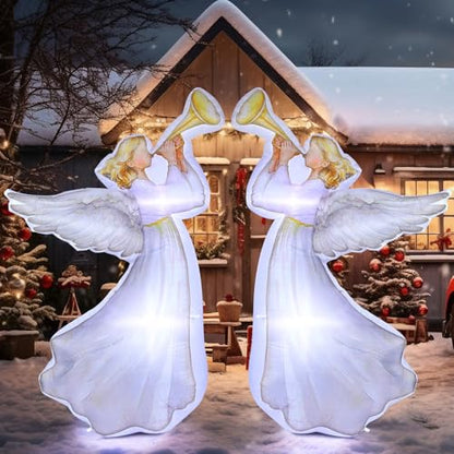 Large Outdoor Christmas Inflatable Angel Decorations with LED Lights, 5.91ft Set