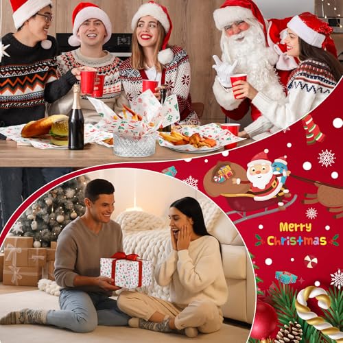Christmas Wax Paper Sheets - Red, Green & White Variations, 100 Sheets, 11.4 x 11 Inches