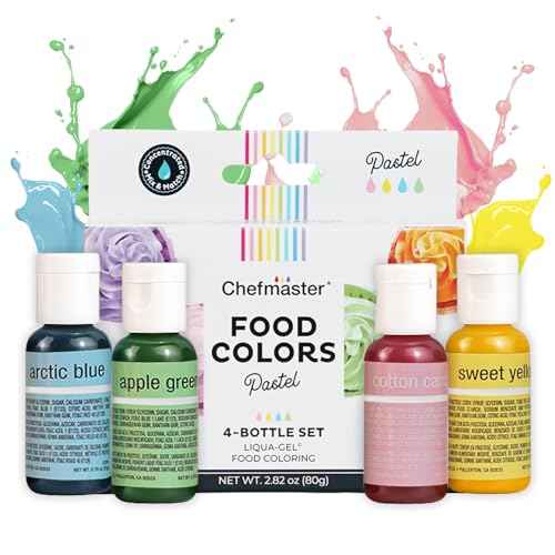 Chefmaster - Pastel Easter Colors Liqua-Gel Food Coloring Kit - Water-Based Food Coloring Gel - 4 Pack - Highly Pigmented, Create Vividly Colored Desserts, Easy-To-Blend Formula - Made in the USA