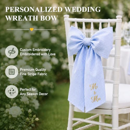Personalized Wreath Sash for Front Door - Custom Embroidered Ribbon Style 1