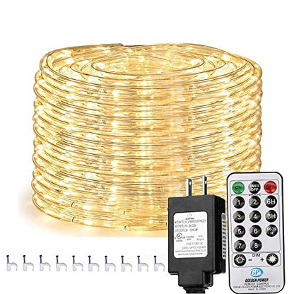 75ft Waterproof LED Rope Lights with Remote Control - Warm White Outdoor Decor