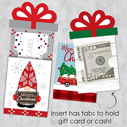 Assorted Red and Green Christmas Card Holders Set of 8 - Holiday Gift Card Envelopes