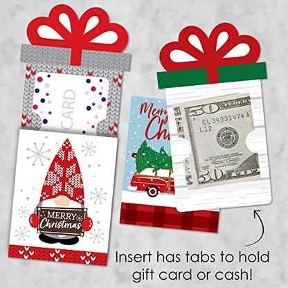 Assorted Red and Green Christmas Card Holders Set of 8 - Holiday Gift Card Envelopes