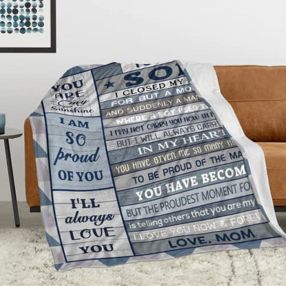Son Gift Blanket 80x60 Inches - Cozy Flannel Throw for Graduation, Birthday, Christmas
