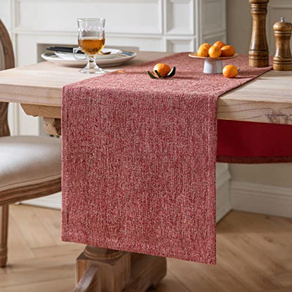 Farmhouse Burlap Style Table Runner 14x36 Inches Red - Rustic Decor