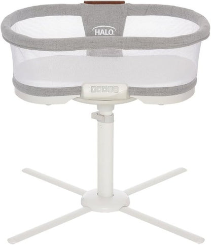 HALO BassiNest Luxe Swivel Sleeper - 360° Rotating Baby Bassinet with Vibrations & White Noise, Dove Grey Tweed