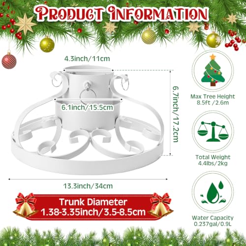 Christmas Tree Stand with Water Reservoir - White, Supports Trees Up to 8.5ft