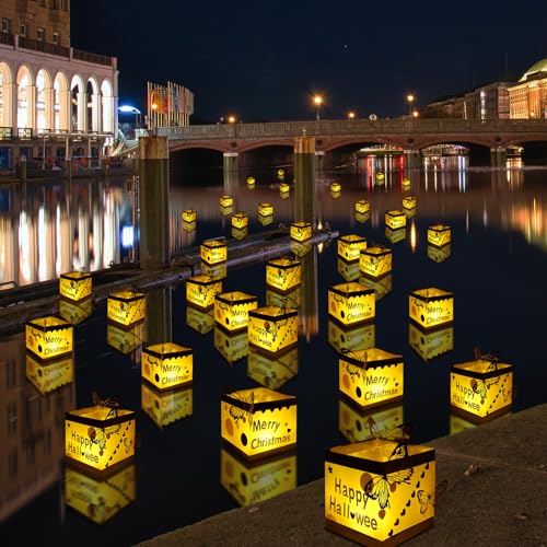 24PCS Floating LED Lantern Kit with Flickering Candles - Waterproof Outdoor Decor - Variation of THIS listing 24