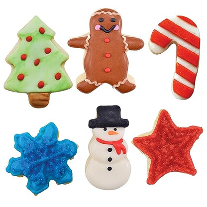 Christmas Mini Cookie Cutter Set - Gingerbread, Candy Cane, Snowman, Tree, Star & Snowflake