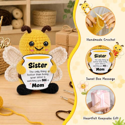 Sister Pregnancy Gift Crochet Bee - New Mom Keepsake for Sister, Baby Shower Present