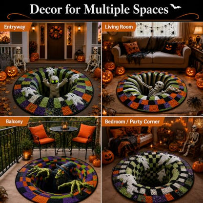 Halloween 3D Candy Corn Optical Illusion Rug - Indoor Round Mat, 80cm/31.5in Variation D