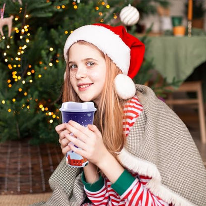 6 Pcs Christmas Color Changing Hot Coffee Cups with Lids - 16 Oz Reusable Plastic Tumblers for Holiday Parties