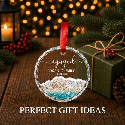 Engagement Ornament 2026 - Custom Just Engaged Christmas Ornament - Variation: Engaged 2