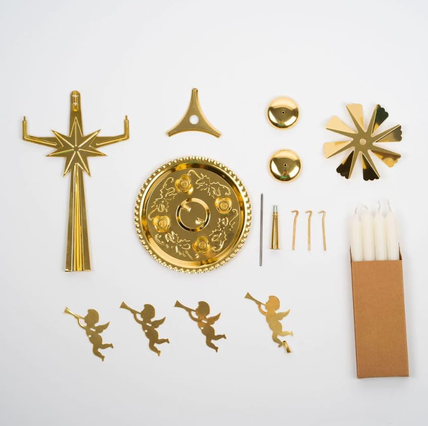 Swedish Angel Chimes | Original Carousel with 4 Candles - Festive Gold Brass Home Decoration Since 1948