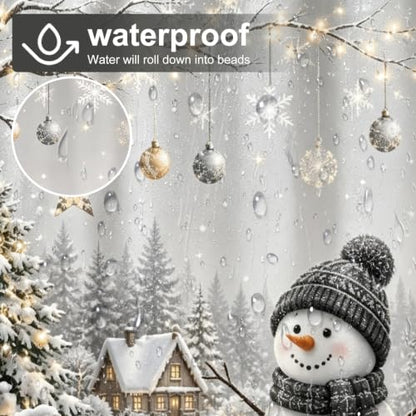 Snowman Shower Curtain Winter Christmas Bathroom Decor 71 x 71 in