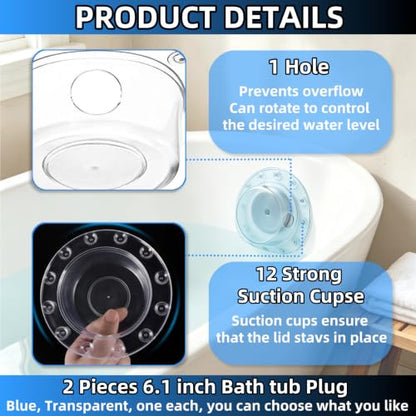 2 Pack Bathtub Drain Stoppers 6.1 Inch Transparent Green PVC Overflow Cover