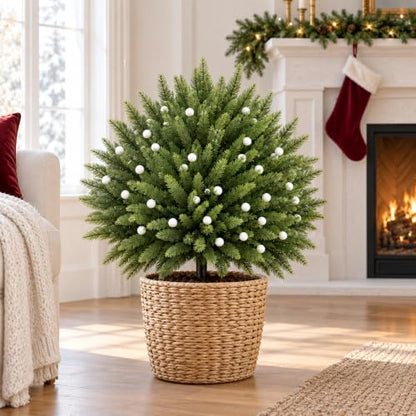 Artificial Norfolk Topiary Trees 23 Inch Set for Outdoor Porch & Garden