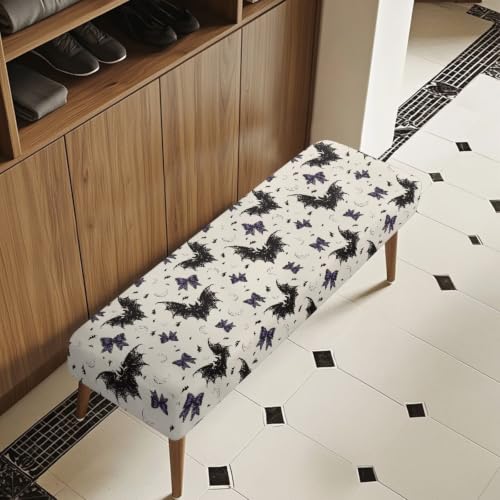 Halloween Bat Bow Stretch Bench Cover - Soft Slipcover for Dining & Kitchen Benches - Variation of THIS listing