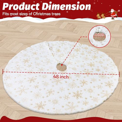 EverMerry 48 Inch White Christmas Tree Skirt with Snowflake Design