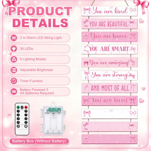 Hanging Photo Display with Lights and Remote for Girls Room Decor
