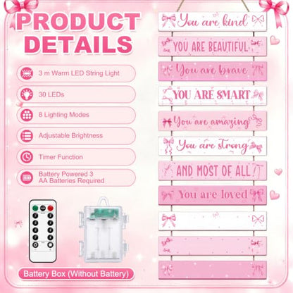 Hanging Photo Display with Lights and Remote for Girls Room Decor