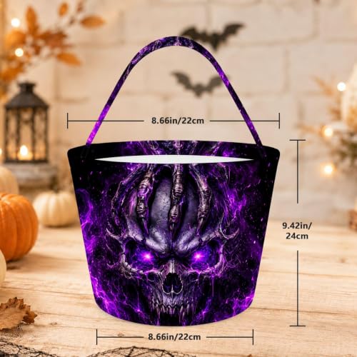 Halloween Purple Skull Trick-or-Treat Bag Foldable Candy Bucket - 1 Count