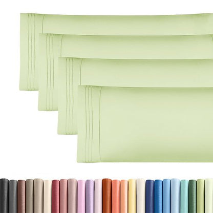 Body Pillowcases Set of 4-20x54 Long Body Pillow Case - Soft Body Pillow Cover for Sleeping & Side Sleepers - Breathable & Fade Free - Machine Washable with Envelope Enclosure - (Light Sage Green)