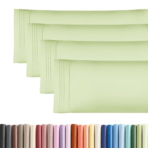 Body Pillowcases Set of 4-20x54 Long Body Pillow Case - Soft Body Pillow Cover for Sleeping & Side Sleepers - Breathable & Fade Free - Machine Washable with Envelope Enclosure - (Light Sage Green)