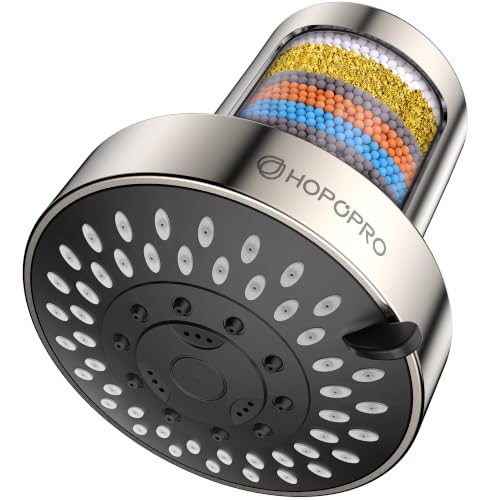 High Pressure 4-Inch Filtered Shower Head with 5 Spray Settings - Brushed Nickel