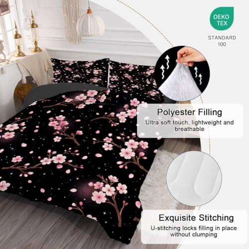 Full Size Floral Comforter Set - Pink Botanical Bedding, 3-Piece, Includes Pillowcases - Floral 06