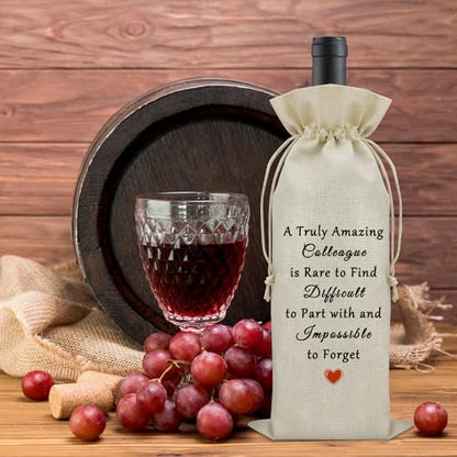 Sazuwu Colleague Leaving Gift Wine Bag Going Away Gifts for Coworkers Women Men Funny Colleague Appreciation Gifts New Job Gifts Wine Accessories Gifts for Wine Lovers Wine Bottle Decoration Bag