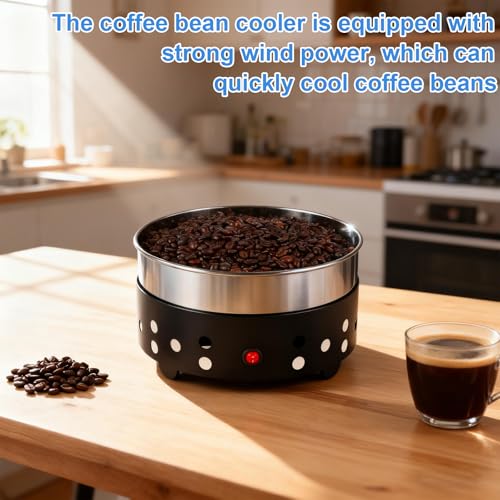 Coffee Bean Cooling Tray with Chaff Collection - Stainless Steel Roasting Cooler for Home Cafe