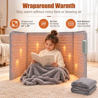 Foldable Under Desk Foot Warmer with Blanket - Personal Space Heater