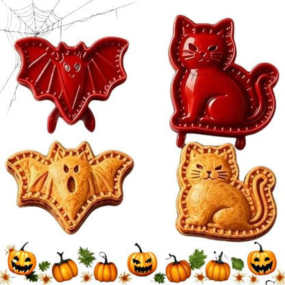 Halloween Mini Pie Mold Set - 8 Handheld Pastry Press Tools with Pumpkins Ghosts Bats