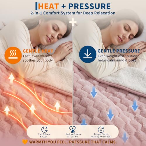 Weighted Heated Blanket 15 lbs 60x80 inches Pink - Garvee