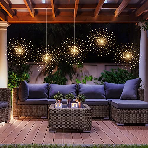 2 Pack 17 Inch Warm White Starburst Sphere String Lights with Timer