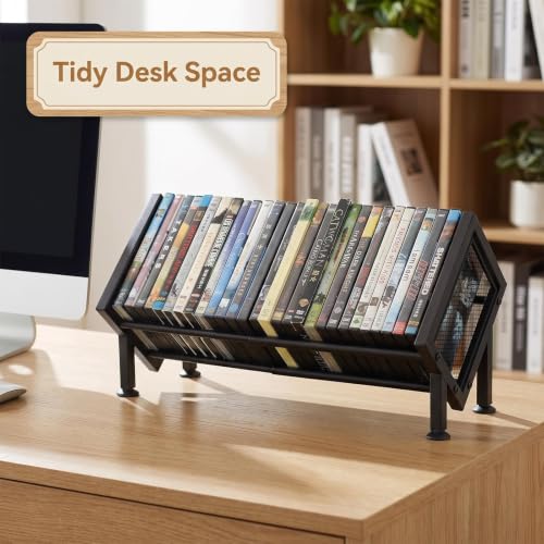 Brown PUTNATRUE DVD Storage Rack, Expandable Video Game & Blu-ray Organizer