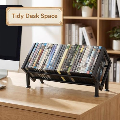 Brown PUTNATRUE DVD Storage Rack, Expandable Video Game & Blu-ray Organizer