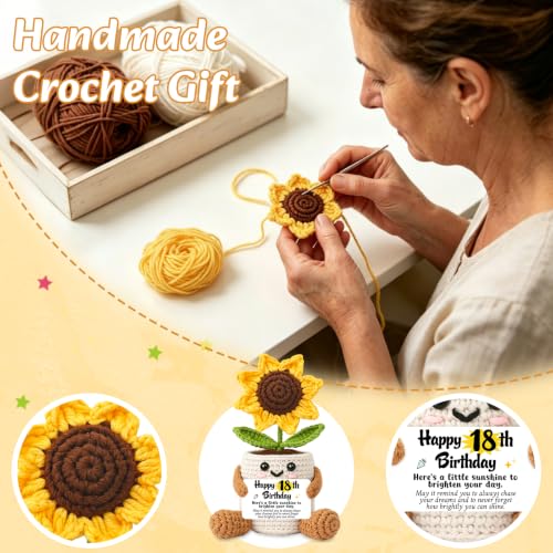 Happy 18th Birthday Gift for Girls Sunflower Crochet - Variation of 18th Birthday