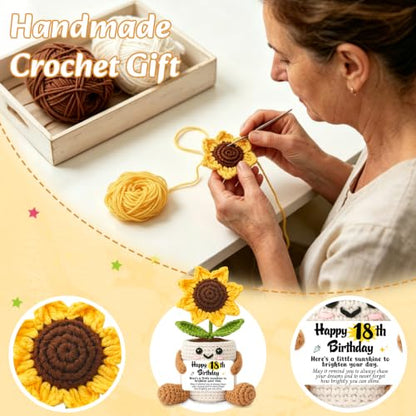 Happy 18th Birthday Gift for Girls Sunflower Crochet - Variation of 18th Birthday