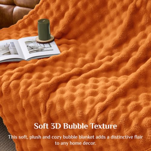 BEDELITE Orange Bubble Fall Throw Blanket - 50x60 Inches, Cozy Couch Decor