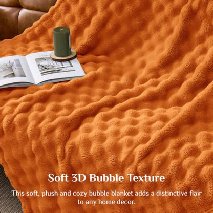 BEDELITE Orange Bubble Fall Throw Blanket - 50x60 Inches, Cozy Couch Decor