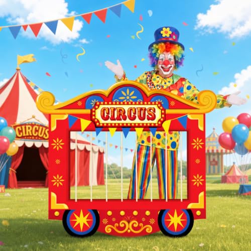 Carnival Circus Party Decorations Cardboard Cutout Kit with Stand and Flags