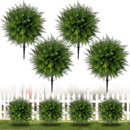 Artificial Cedar Topiary Balls 24.5 Inch Pack of 4 Outdoor Faux Trees