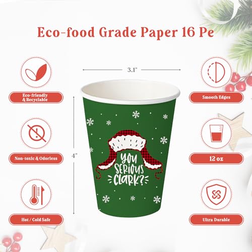 Christmas Vacation Party Cups - 60 Disposable 12 oz Holiday Paper Cups for Hot Beverages