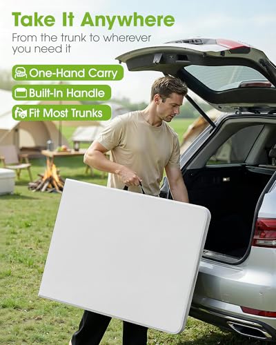 Pureegg 6ft Folding Table - White, Indoor & Outdoor, 300 lbs Support, Portable