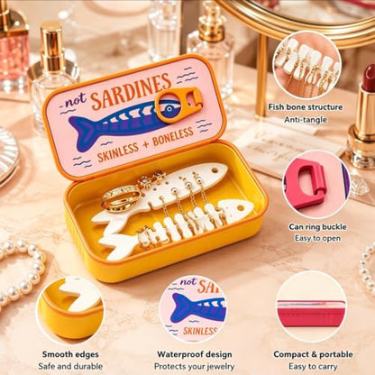 Light Cyan Blue Sardine Can Jewelry Box - 3D Printed Tangle-Free Travel Case